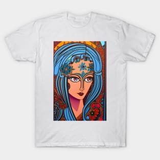 Woman with flowers in her hair T-Shirt